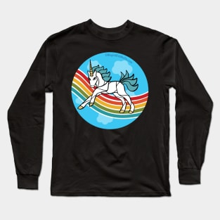 Rainbow Unicorn v5 — Dancing Uniquorn Illustration series Long Sleeve T-Shirt